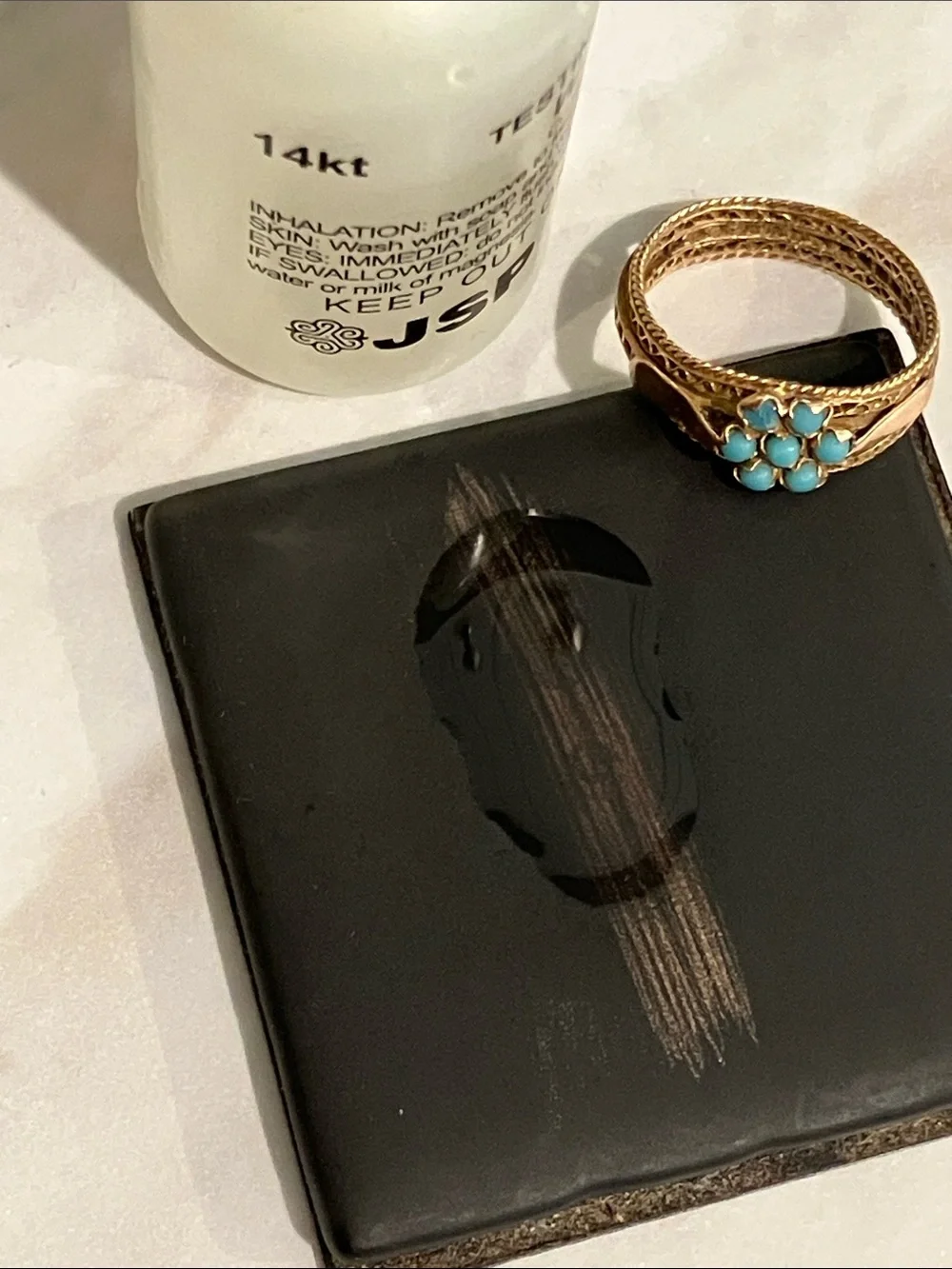 15K Gold Victorian Turquoise ring - Picture 15 of 17